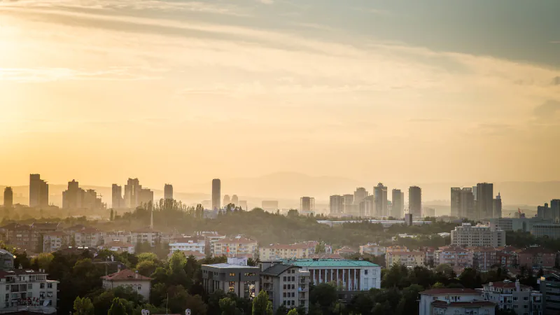 Ankara skyline and surrounding hills in warm light