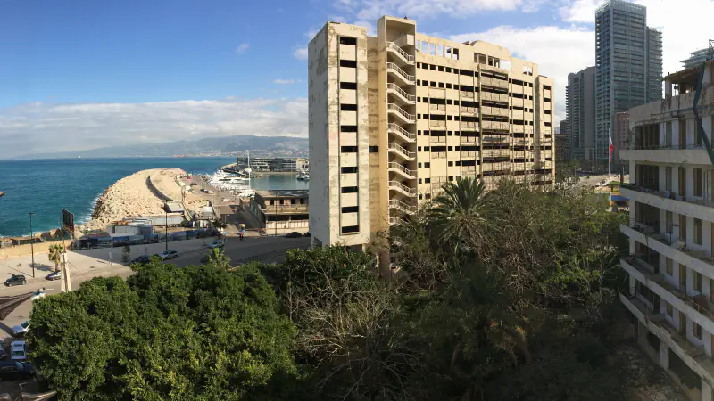 Beirut buildings and the Mediterranean coast in daylight