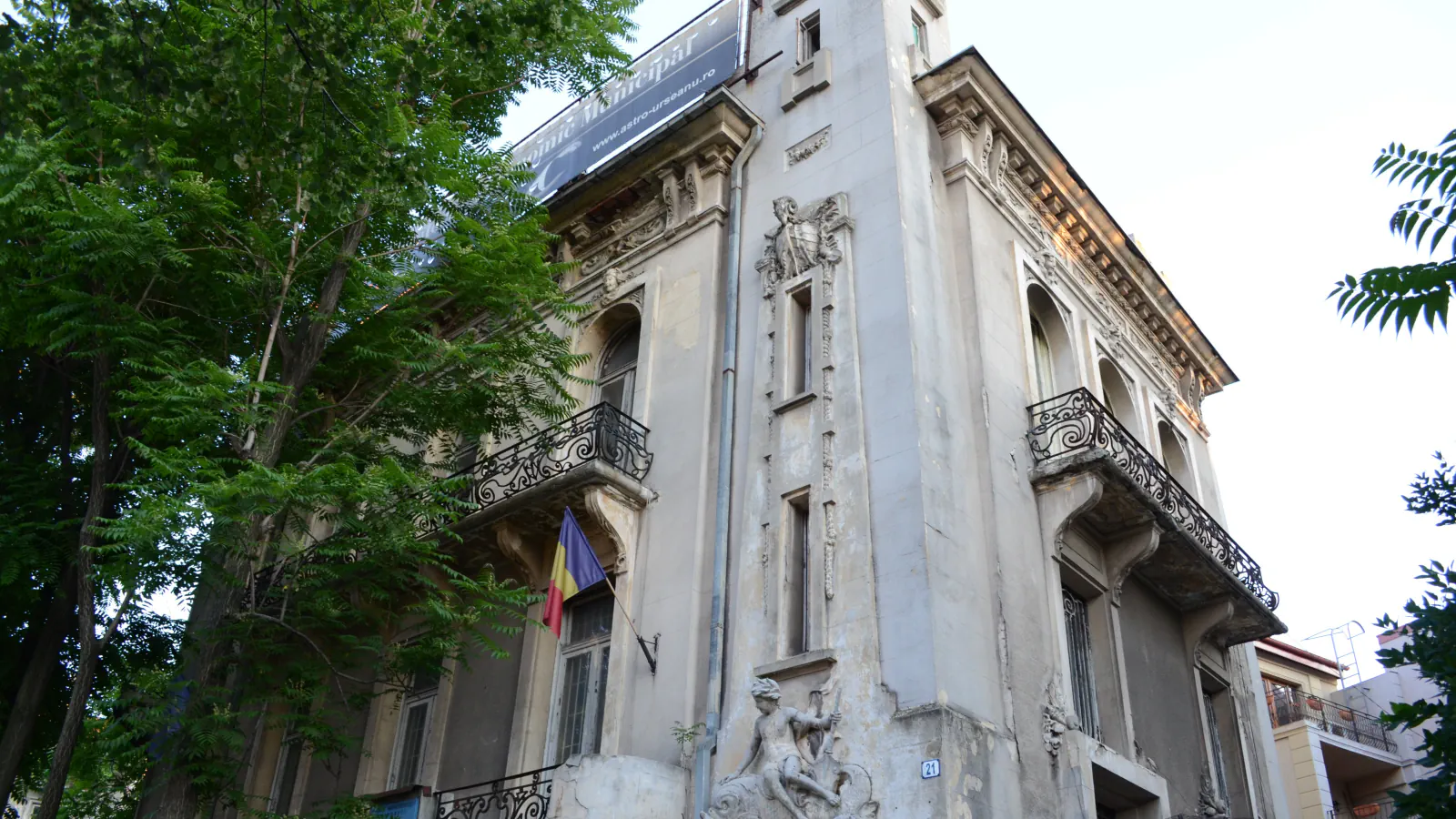 Decorated exterior of the Vasile Urseanu Observatory building in Bucharest