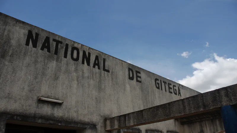 Grey exterior wall of the National Museum of Gitega with “NATIONAL DE GITEGA” lettering.