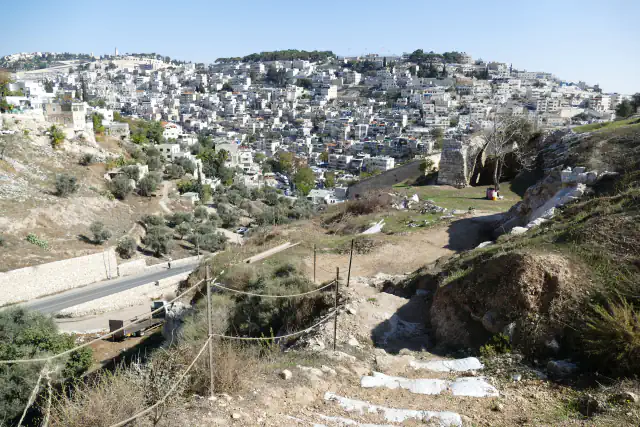 A hillside valley and Jerusalem buildings viewed from above