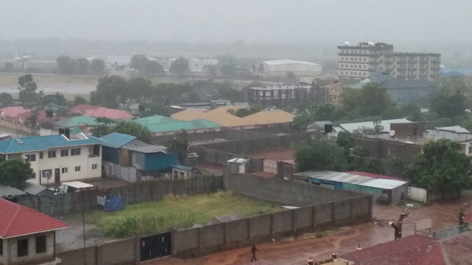 Hazy view over rooftops and low-rise buildings in Juba.