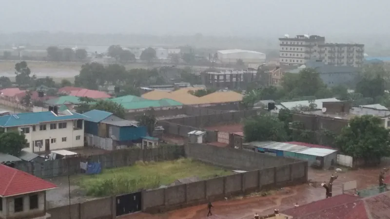 Hazy view over rooftops and low-rise buildings in Juba.