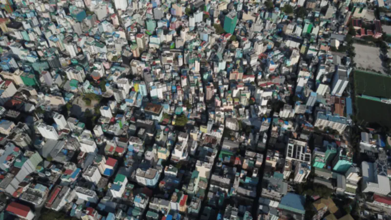 Aerial view over the dense buildings of Malé