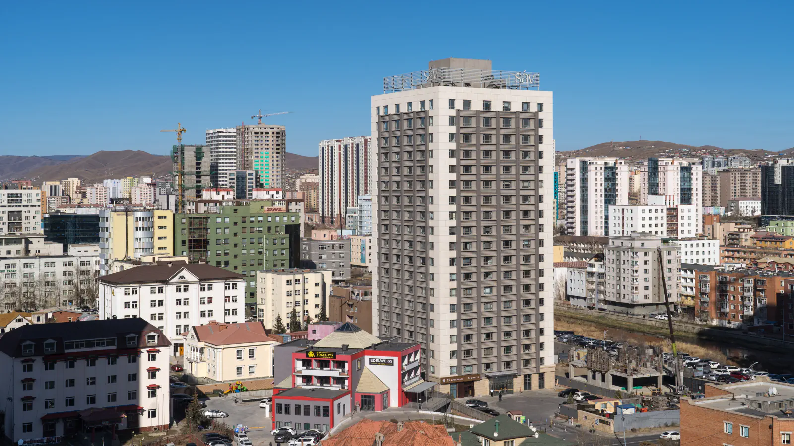 City blocks and high-rises in Ulaanbaatar