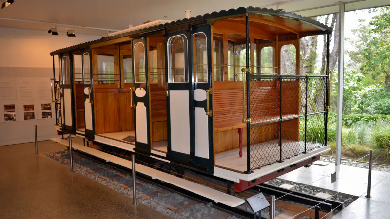 Zgodovinski voz Grip Car No. 3 v Muzeju vzpenjače v Wellingtonu